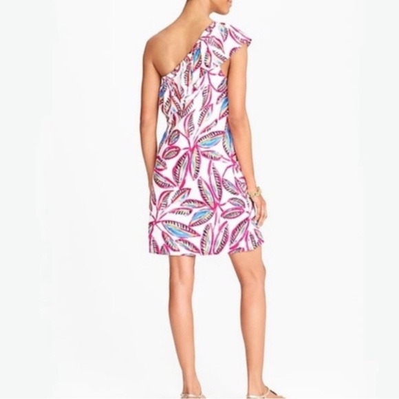 J. Crew One-Shoulder Linen-Blend Dress Tropical Floral Print Size Medium NEW - Picture 3 of 14